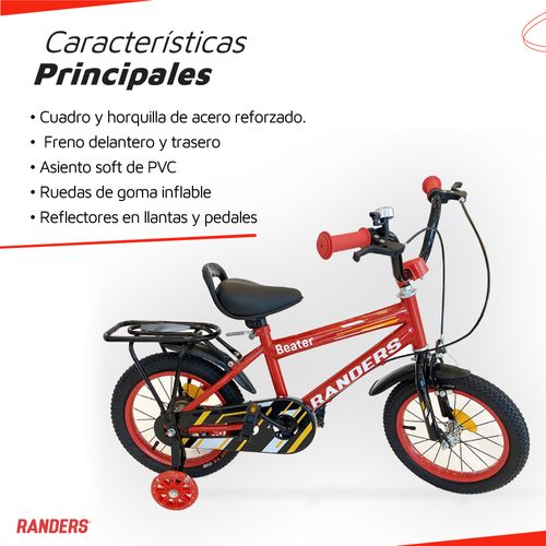 Bicicleta Infantil Rodado 14 Randers Rojo