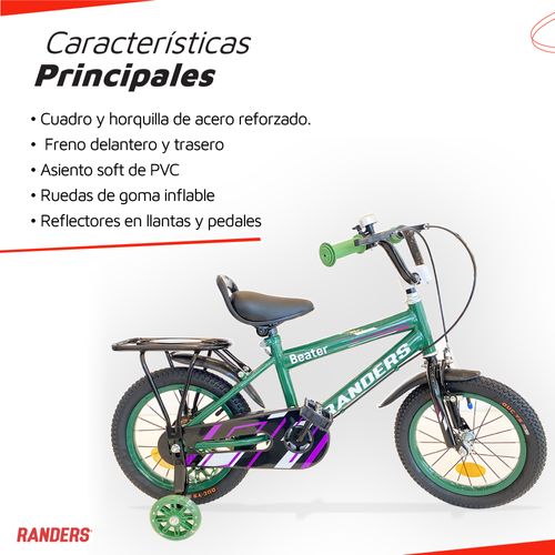 Bicicleta Infantil Rodado 14 Randers Verde