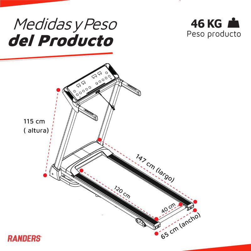 Cinta de Correr Eléctrica RANDERS ARG-472 2Hp 110Kg