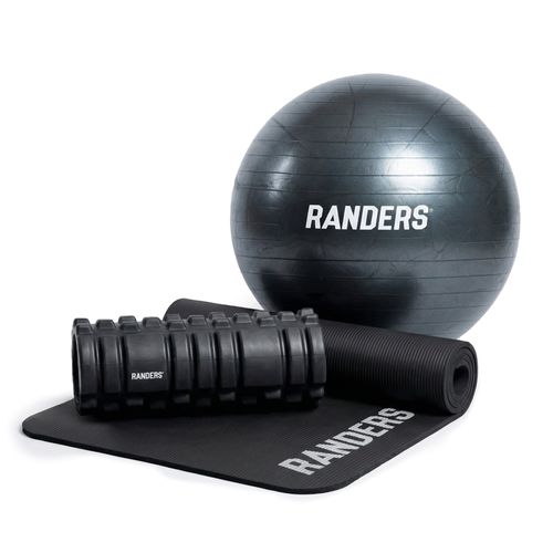 Kit de Yoga Rolo Masajeador + Mat 10mm + Pelota 55cm Negro